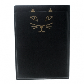 Pre Owned Charlotte Olympia Black Leather Feline iPad Case