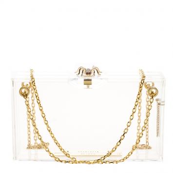Pre Owned Charlotte Olympia Clear Perspex Chain Pandora Classic Box Clutch