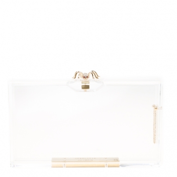 Pre Owned Charlotte Olympia Clear Perspex Chain Pandora Classic Box Clutch