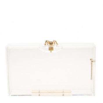Pre Owned Charlotte Olympia Clear Perspex Pandora Box Clutch