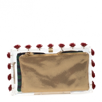 Pre Owned Charlotte Olympia Plexiglass Ring A Ring O Roses Pandora Box Clutch