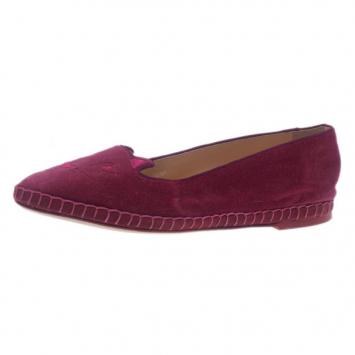 Pre Owned Charlotte Olympia Pink Suede Capri Cat Espadrille Loafers Size 39