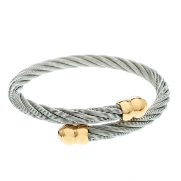 Pre Owned Charriol Twisted Cable Gold Tone & Silver Tone Adjustable Bracelet