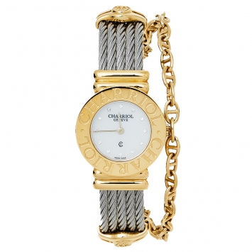 Pre Owned Charriol Mother Of Pearl Yellow Gold Plated Stainless Steel St-Tropez Ref.028/2 Women's Wristwatch 24.50 mm