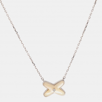 Pre Owned Chaumet Jeux de Liens Mother of Pearl Diamond 18k White Gold Necklace