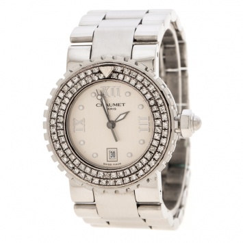 Pre Owned Chaumet Silver Stainless Steel And Diamonds Class One Women's Wristwatch 30 mm