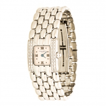 Pre Owned Chaumet Pinkish White Stainless Steel Diamonds Khesis 253813 Women's Wristwatch 21 mm