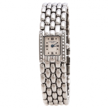 Pre Owned  Chaumet Beige Stainless Steel Diamonds Khesis Ref: 33 85 57 Women's Wristwatch 17.50 mm