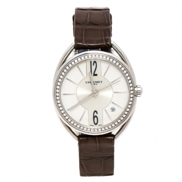 Pre Owned Chaumet Silver Stainless Steel Diamond Liens De Chaumet Women's Wristwatch 33 mm