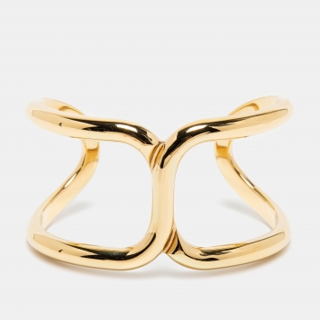 Pre Owned Chloe Gold Tone Open Cuff Bracelet