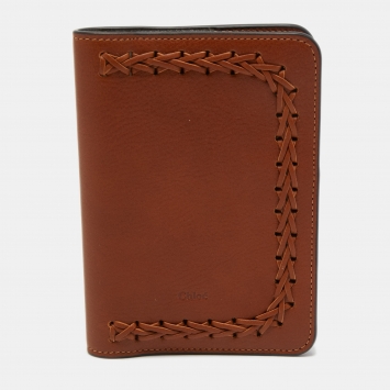 Pre Owned Chloe Brown Leather Passport Holder