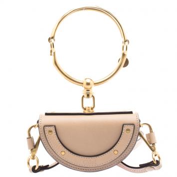 Pre Owned Chloe Beige Leather Mini Nile Minaudière Crossbody Bag