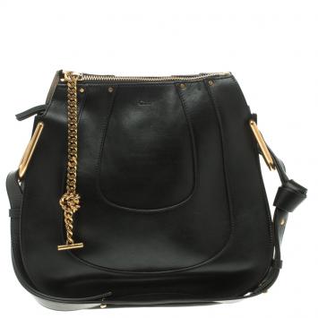 Pre Owned Chloe Black Leather Small Hayley Hobo