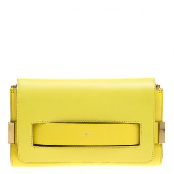Pre Owned Chloe Yellow Leather Small Elle Clutch