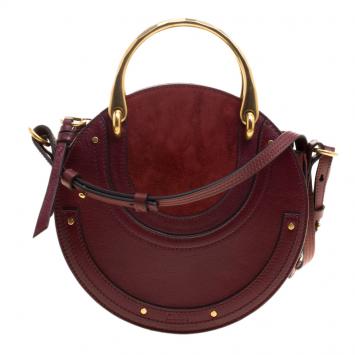Pre Owned Chloe Burgundy Leather and Suede Pixie Shoulder Bag