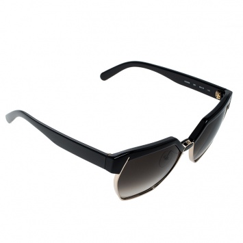 Pre Owned Chloe Black/Brown Gradient CE665S Dafne Geometric Metal Mix Sunglasses