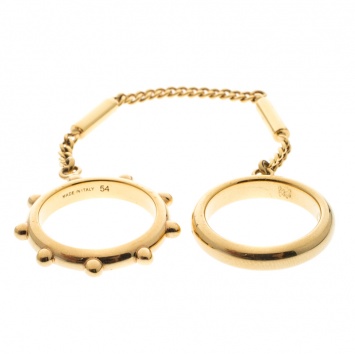 Pre Owned Chloe Two Chain Gold Tone Ring
