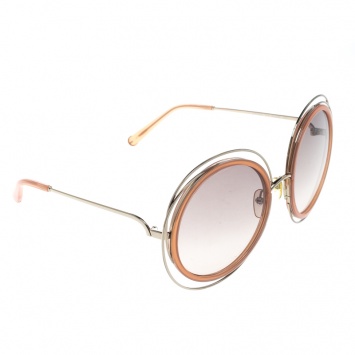 Pre Owned Chloe Gold/Brown Gradient CE120S Carlina Oversized Round Sunglasses