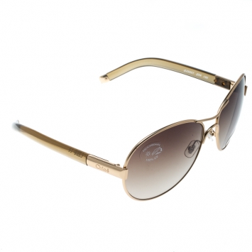 Pre Owned Chloe Gold/Brown Gradient CL2207 Aviator Sunglasses