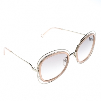 Pre Owned Chloe Peach/Brown Gradient CE123S Carlina Oversized Square Sunglasses