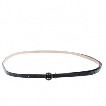 Pre Owned Chloe Black Leather Thin Belt 120cm