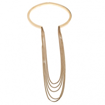 Pre Owned Chloe Gold Tone Layered Chain and Hinge Choker Necklace