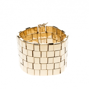 Pre Owned Chloe Tilly Wrist Gold Tone Wide Bracelet S/M