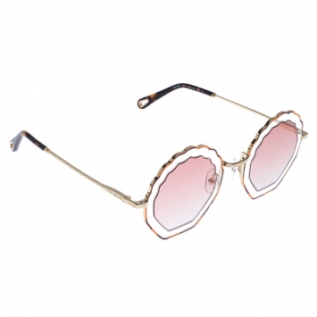Pre Owned Chloé Havana Sand/Rose Gradient CE147S Tally Scalloped Geometric Sunglasses