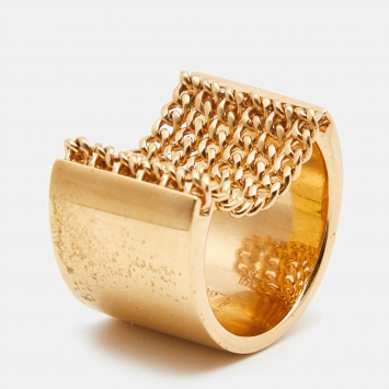 Pre Owned Chloe Gold Tone Ring Size 54