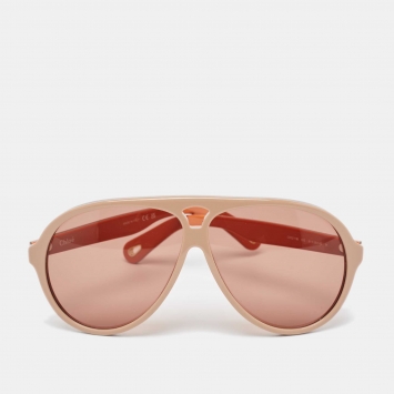 Pre Owned Chloe Beige/Brown CH0211S Aviator Sunglasses