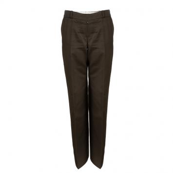 Pre Owned Chloe Marron Fonce Cotton Wide Leg Trousers M