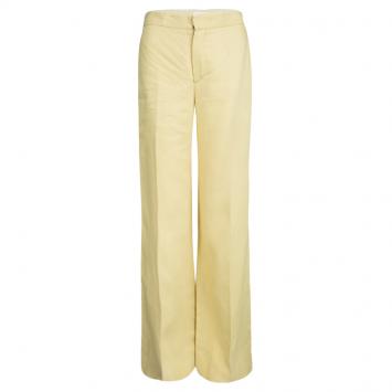 Pre Owned Chloe Yellow Hemp High Waist Wide Leg Pants M