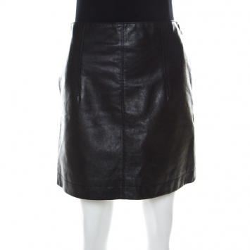 Pre Owned Chloe Black Calf Leather Mini Skirt S