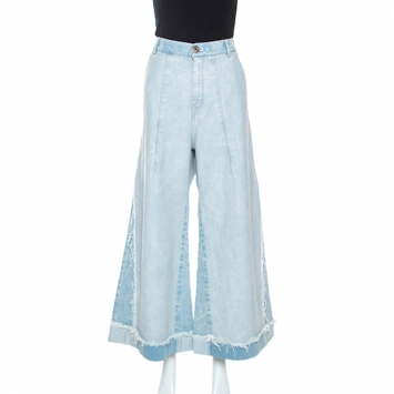 Pre Owned Chloe Light Blue Distressed Denim Flared Jeans M