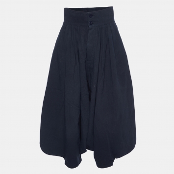 Pre Owned Chloe Anthracite Blue Linen Blend Loose Pants S