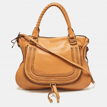 Pre Owned Chloe Orange Leather Large Marcie Hobo