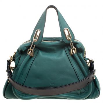 مملوكة مسبقًا Chloe Emerald Coast Green Leather Medium Military Strap Paraty Shoulder Bag