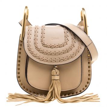 Pre Owned Chloe Pearl Beige Leather Mini Hudson Shoulder Bag