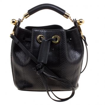 Pre Owned Chloe Black Python and Leather Gala Bucket Bag