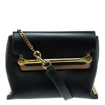 Pre Owned Chloe Black/Beige Leather Small Clare Shoulder Bag