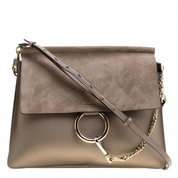 Pre Owned Chloe Grey Leather Faye Shoulder Bag
