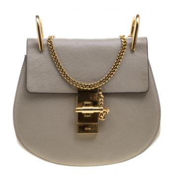 Pre Owned Chloe Grey Leather Small Drew Shoulder Bag