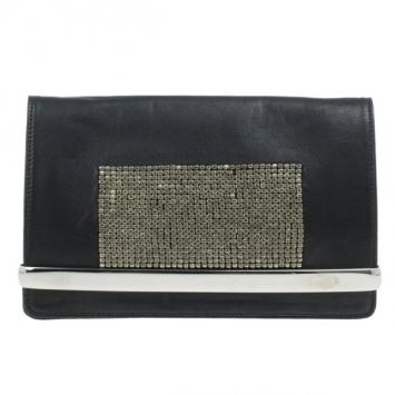 Pre Owned Chloe Black Leather Studded Clutch