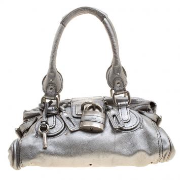 Pre Owned Chloe Silver Leather Medium Paddington Satchel