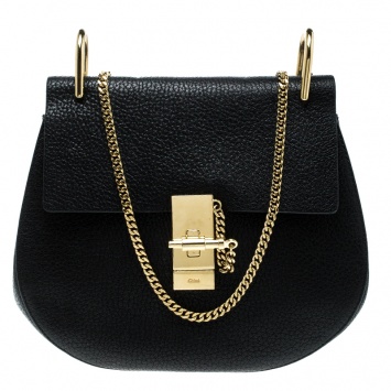 Pre Owned Chloe Black Leather Medium Drew Shoulder Bag