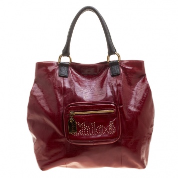Pre Owned Chloe Red/Black PVC and Leather Tote