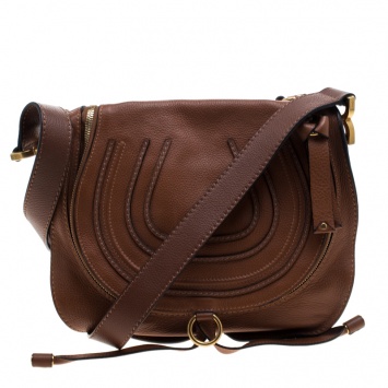 Pre Owned Chloe Brown Leather Medium Marcie Crossbody Bag