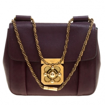 Pre Owned Chloe Purple Leather Small Elsie Shoulder Bag