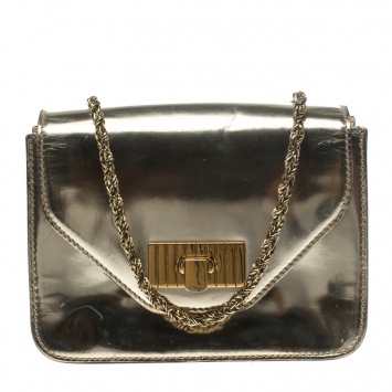 Pre Owned Chloe Metallic Gold Leather Sally Shoulder Bag