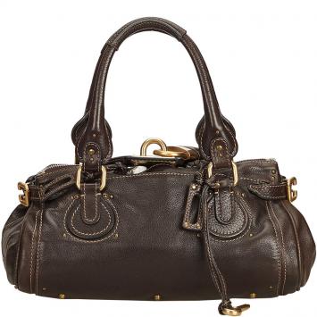Pre Owned Chloe Dark Brown Leather Paddington Everyday Bag